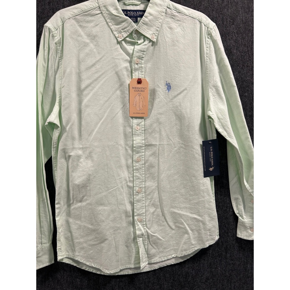 U.S. Polo Assn Button Down Shirt Mens Small Green NEW Weekend Oxford Cotton